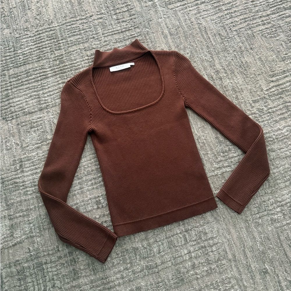 ASTR Chocolate Brown Cowl Neck Sweater
